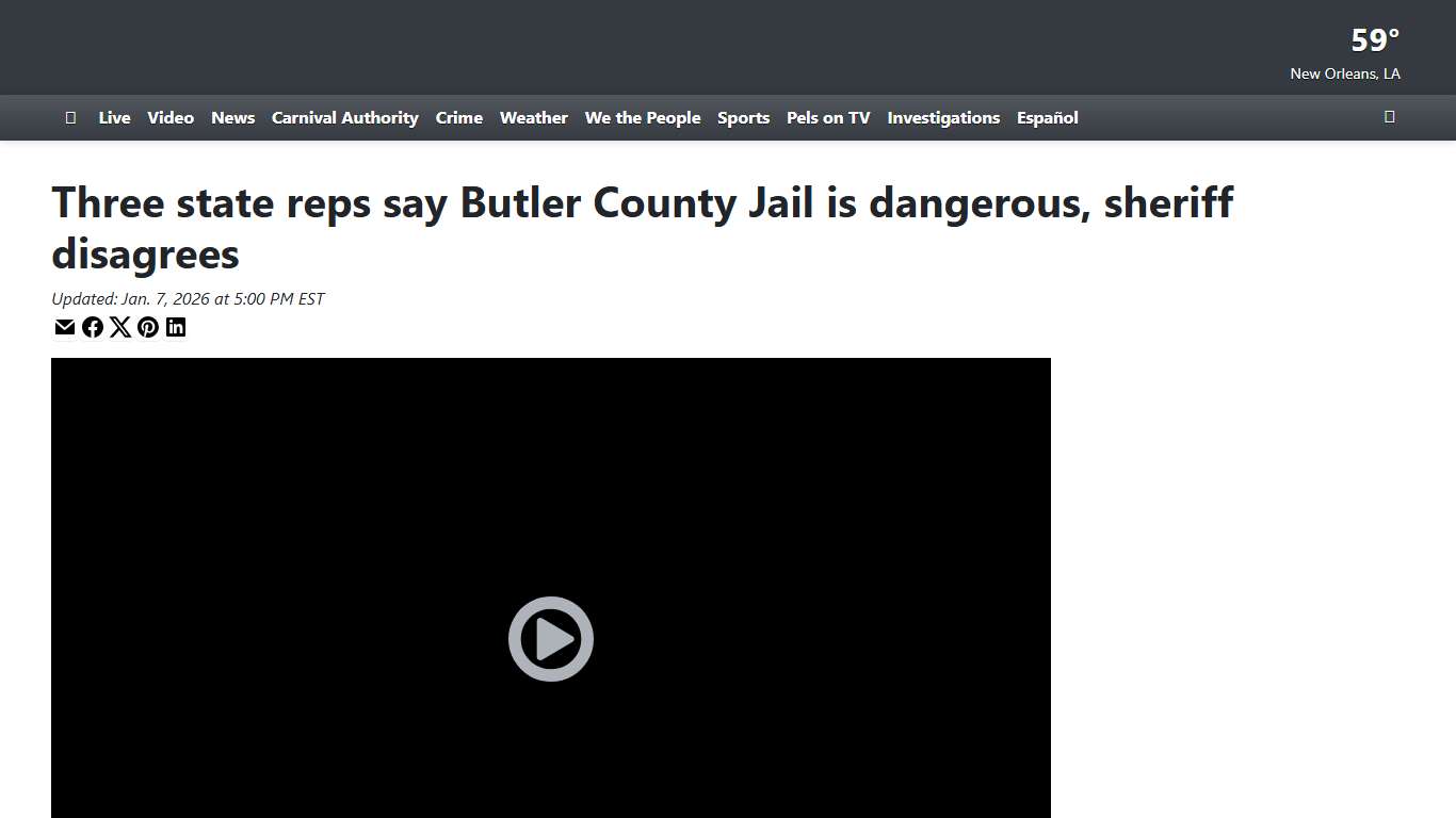 Three state reps say Butler County Jail is dangerous, sheriff disagrees
